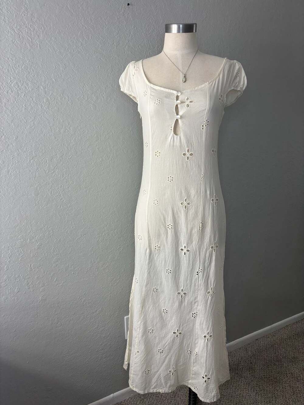 Women's Cream Eyelet Maxi Dress